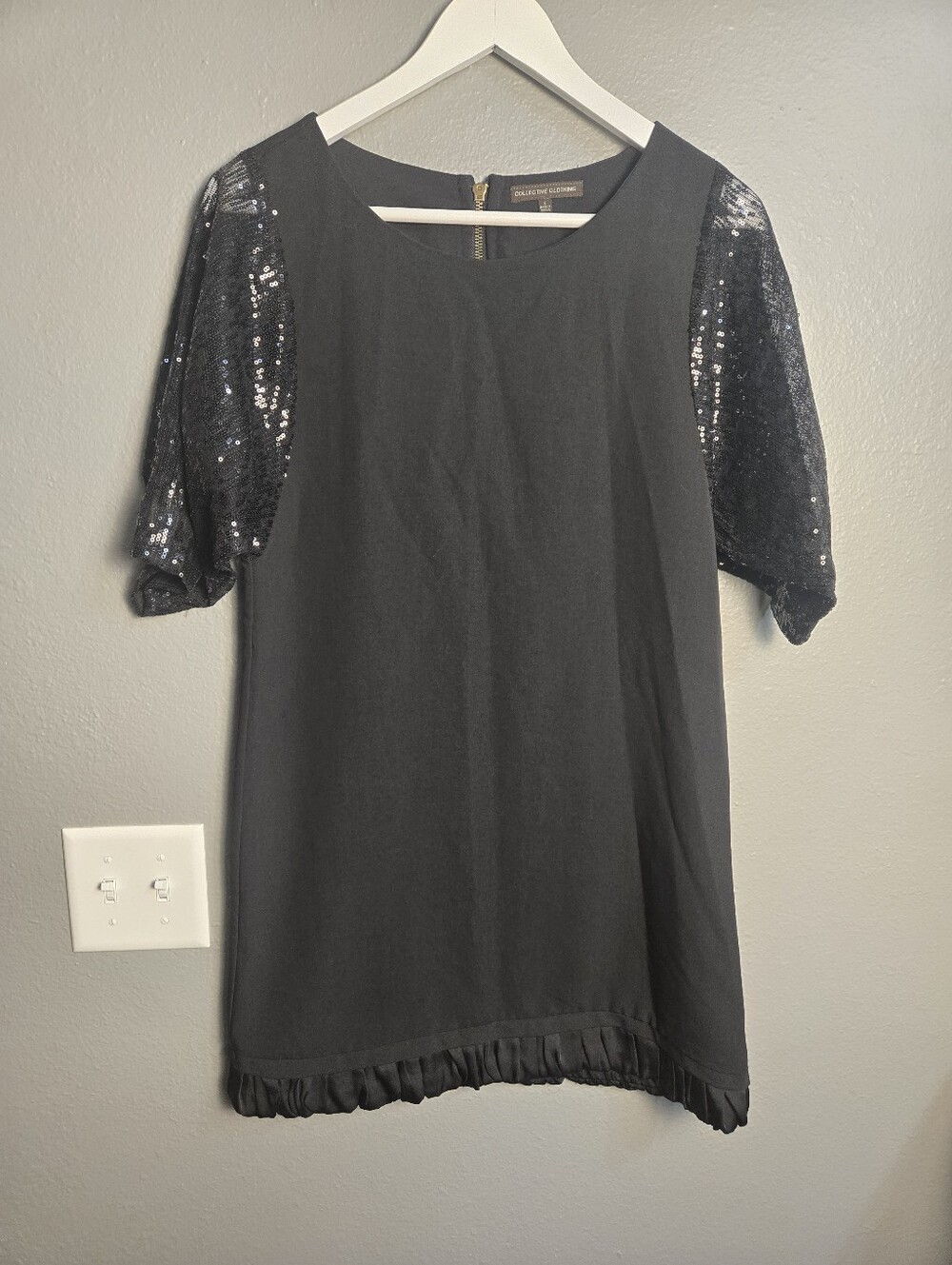 Collective Clothing Black Sequin Sleeve Dress Size Small